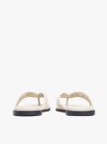 Beige Leather Toe Post Flat Sandals  Women