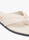 Beige Leather Toe Post Flat Sandals  Women
