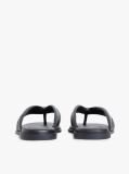 Black Leather Toe Post Flat Sandals  Women