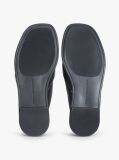 Black Leather Toe Post Flat Sandals  Women