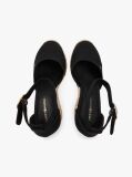 Black Canvas High Wedge Espadrilles  Women