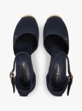 Blue Canvas High Wedge Espadrilles  Women