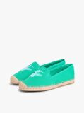 Green Logo Embroidery Canvas Espadrilles  Women
