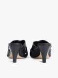 Black Leather Crossover Strap Heeled Mules  Women