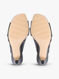 Black Leather Crossover Strap Heeled Mules  Women