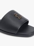 Black Leather TH Monogram Strap Mules  Women