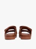Brown Leather Double Strap Serrated Sandals  Women