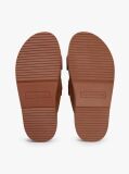 Brown Leather Double Strap Serrated Sandals  Women