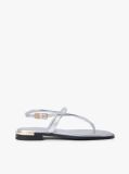 Silver Metallic Leather Toe Post Flat Sandals  Women