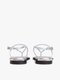 Silver Metallic Leather Toe Post Flat Sandals  Women