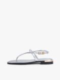 Silver Metallic Leather Toe Post Flat Sandals  Women