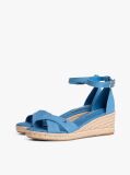 Blue Hemp Crossover Strap Wedge Espadrilles  Women