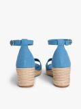 Blue Hemp Crossover Strap Wedge Espadrilles  Women