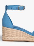 Blue Hemp Crossover Strap Wedge Espadrilles  Women