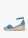 Blue Hemp Crossover Strap Wedge Espadrilles  Women