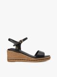 Black TH Monogram Leather Wedge Espadrilles  Women