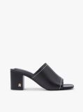 Black TH Monogram Leather Block Heel Mules  Women