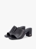 Black TH Monogram Leather Block Heel Mules  Women