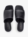 Black TH Monogram Leather Block Heel Mules  Women