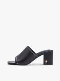 Black TH Monogram Leather Block Heel Mules  Women