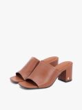 Brown TH Monogram Leather Block Heel Mules  Women