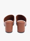 Brown TH Monogram Leather Block Heel Mules  Women
