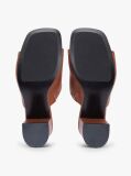 Brown TH Monogram Leather Block Heel Mules  Women