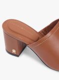 Brown TH Monogram Leather Block Heel Mules  Women