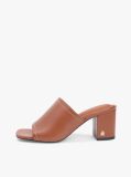 Brown TH Monogram Leather Block Heel Mules  Women