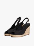 Black Hemp Slingback Wedge Espadrilles  Women