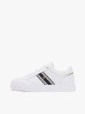 Άσπρο Δερμάτινα Sneakers Με Υφασμάτινη Λεπτομέρεια  Γυναίκες