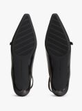 Black Leather Kitten Heel Slingbacks  Women