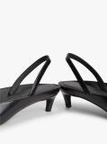 Black Leather Kitten Heel Slingbacks  Women