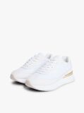 White TH Monogram Leather Mixed Texture Trainers  Women