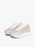 Beige TH Monogram Leather Mixed Texture Trainers  Women