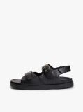 Black Leather TH Monogram Buckle Cleat Sandals  Women