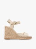 Beige Satin TH Monogram Wedge Espadrilles  Women