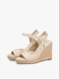 Beige Satin TH Monogram Wedge Espadrilles  Women