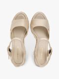 Beige Satin TH Monogram Wedge Espadrilles  Women
