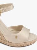 Beige Satin TH Monogram Wedge Espadrilles  Women