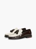 Brown New York Label Shiny Leather Tassel Loafers  Women
