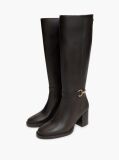 Brown Leather Block Heel Riding Boots  Women
