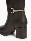 Brown Leather Block Heel Riding Boots  Women