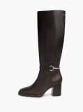 Brown Leather Block Heel Riding Boots  Women