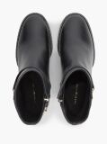 Black Block Heel Leather Riding Ankle Boots  Women