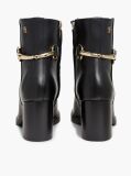 Black Block Heel Leather Riding Ankle Boots  Women
