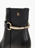 Black Block Heel Leather Riding Ankle Boots  Women
