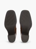 Brown Leather Square Toe Lace-Up Boots  Women