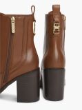 Brown Leather Square Toe Lace-Up Boots  Women