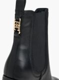 Black Leather Square Toe Block Heel Chelsea Boots  Women